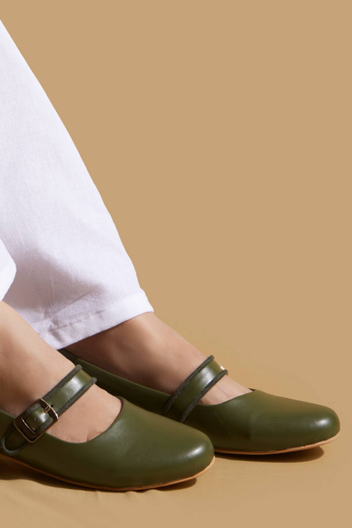 Tiesta Custom Olive Green Ballerinas