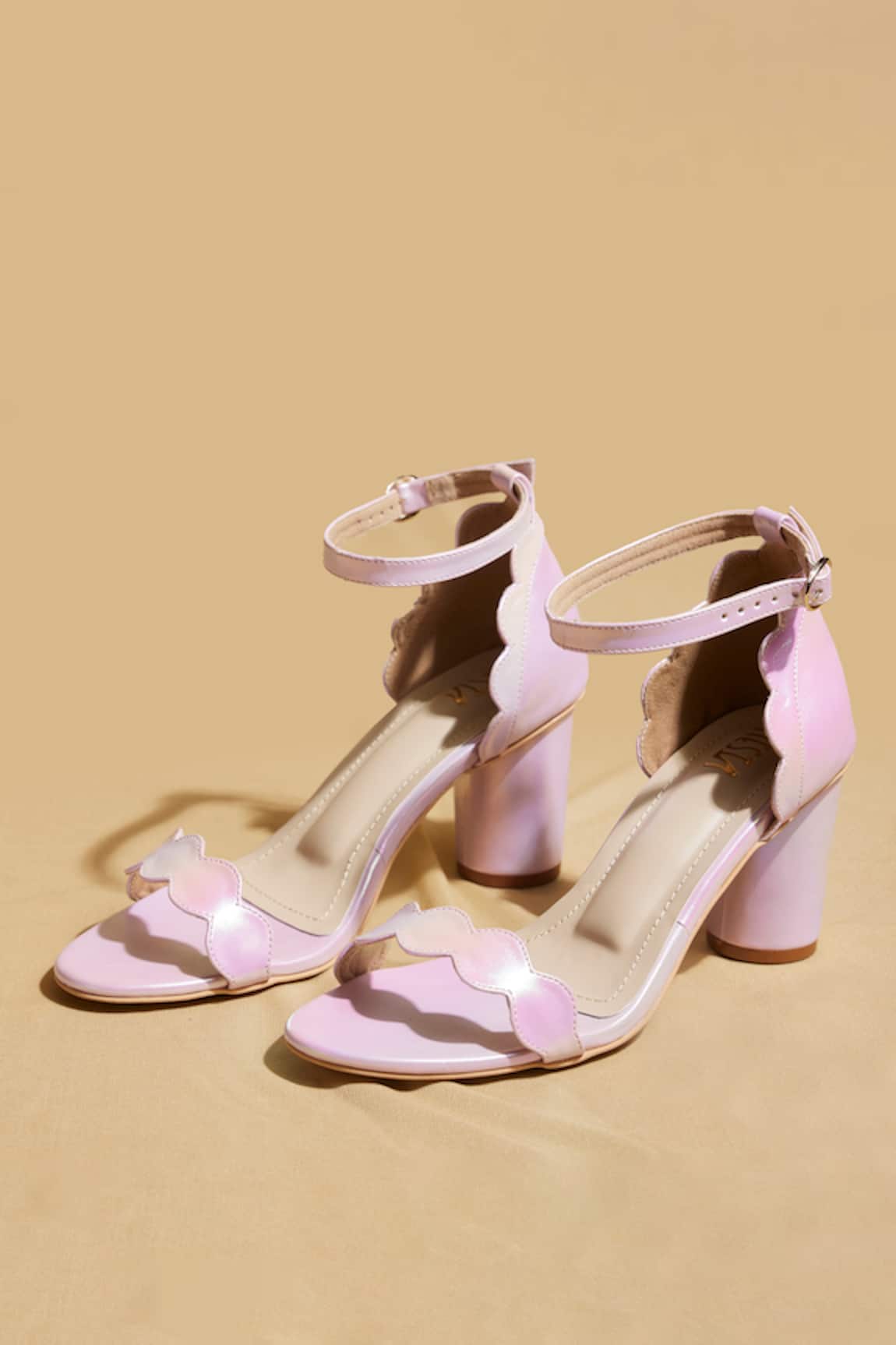Tiesta Blush Pink Open-Toe Block Heels
