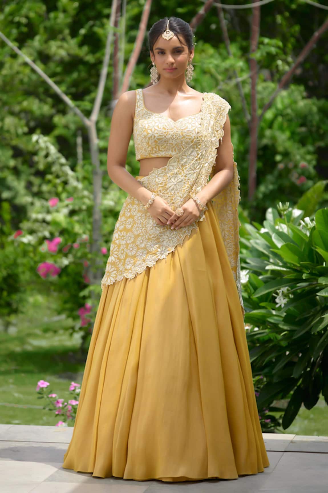 SHASHA GABA Hand Embellished Lehenga Saree Set 