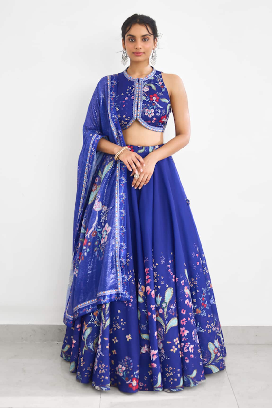 SHASHA GABA Peacock Garden Printed Lehenga Set 