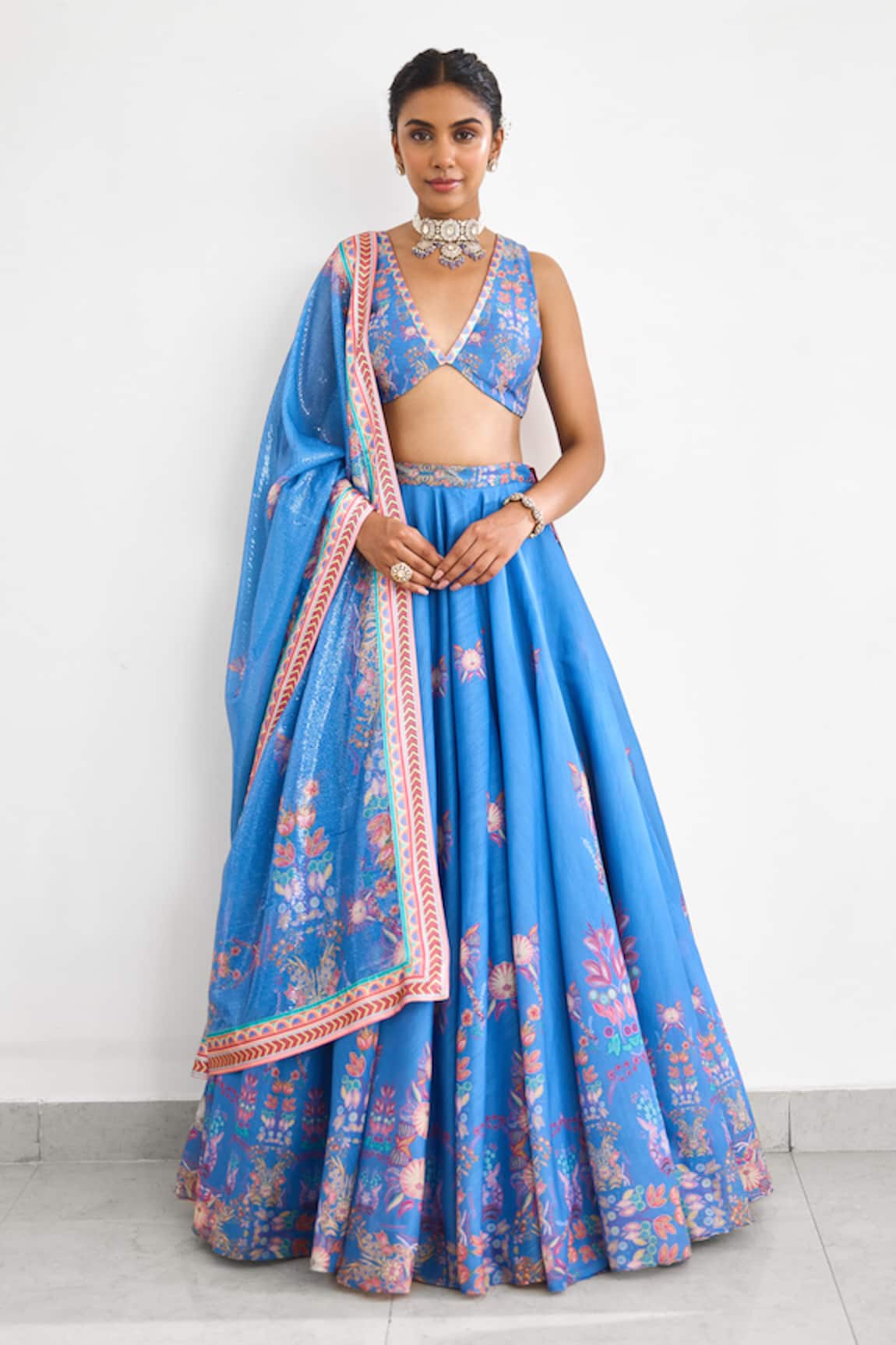 SHASHA GABA Printed Lehenga Set  