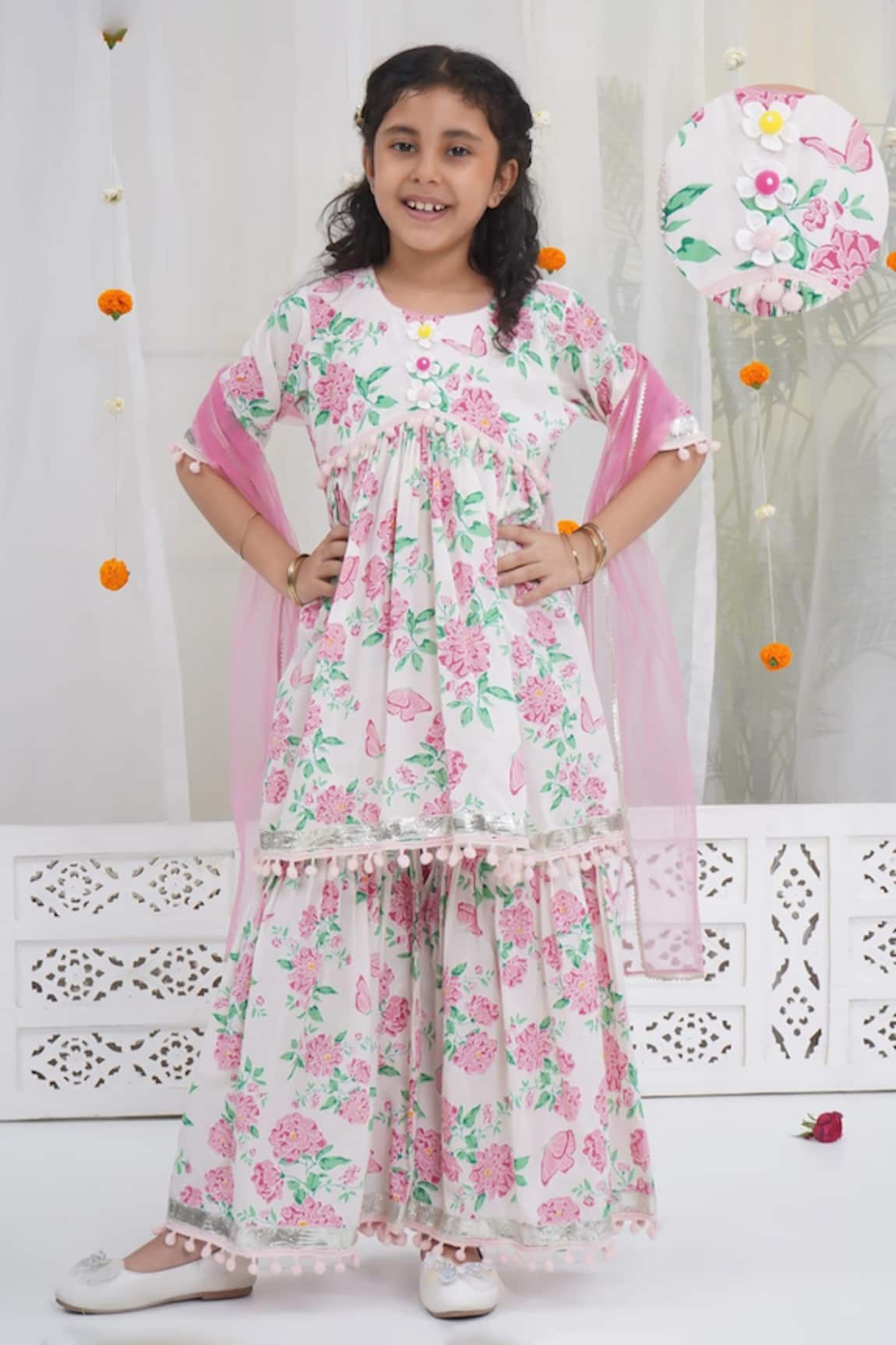 Little Bansi Floral Printed Kurta Set 