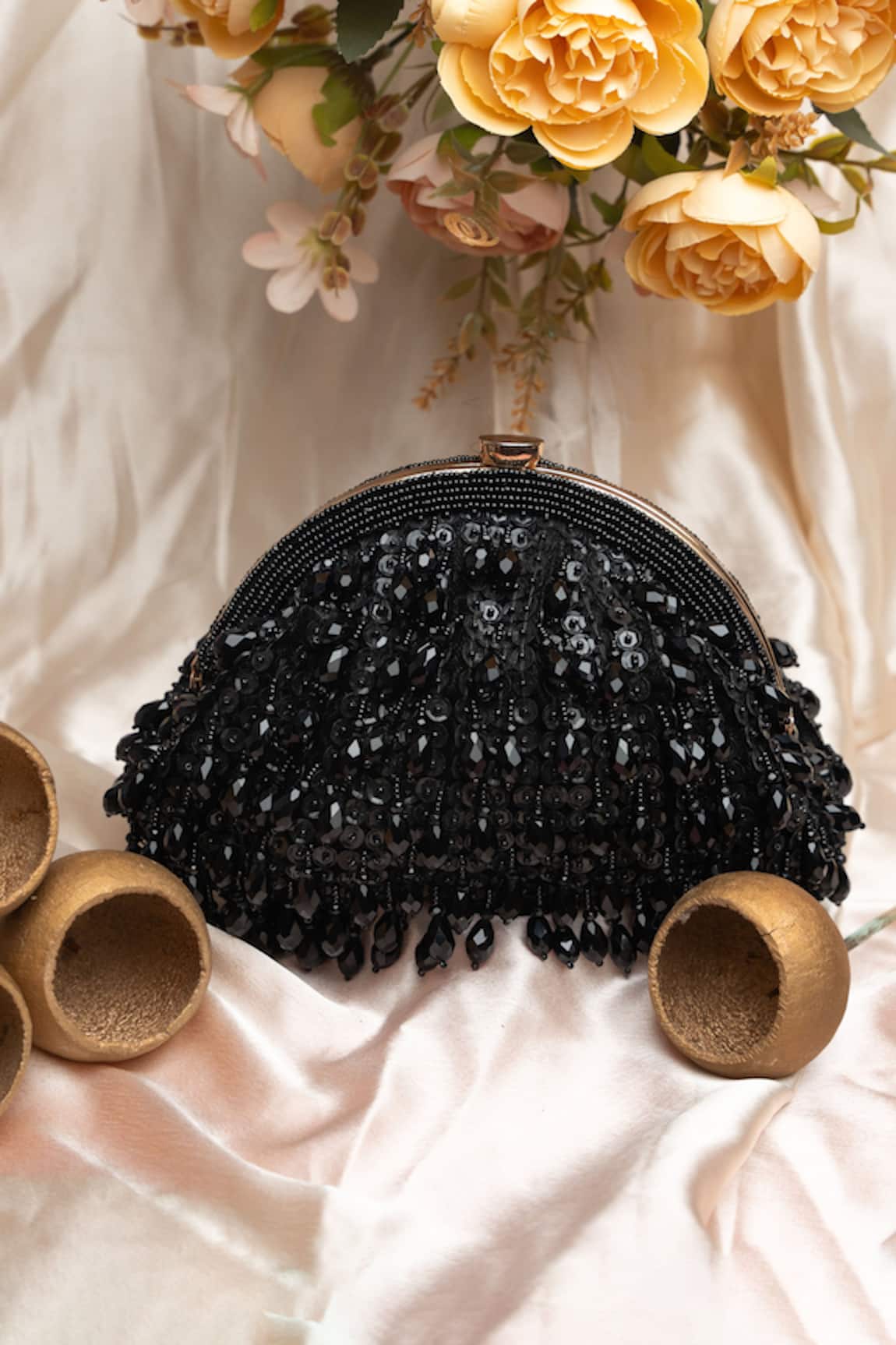 Nayaab By Sonia Sequin & Dangling Bead Clutch 