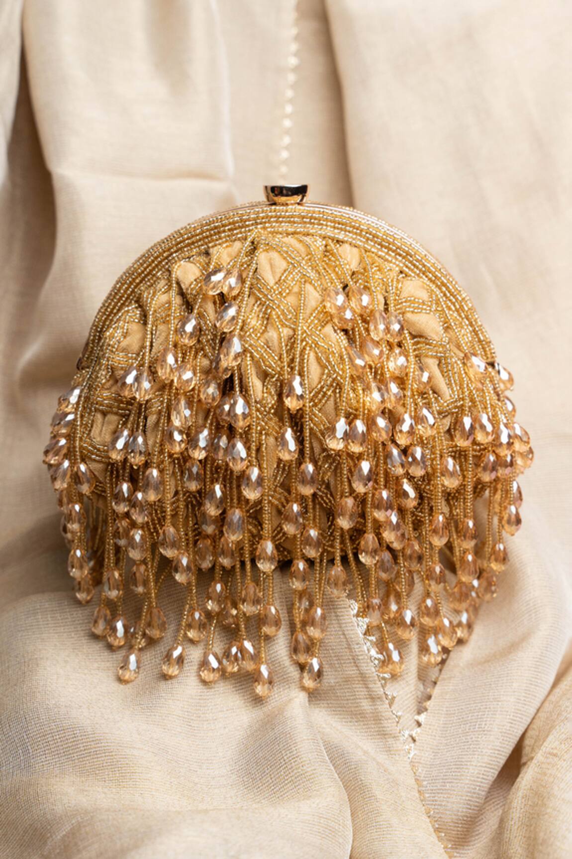 Nayaab By Sonia Lattice Frame Aurum Embellished Clutch 