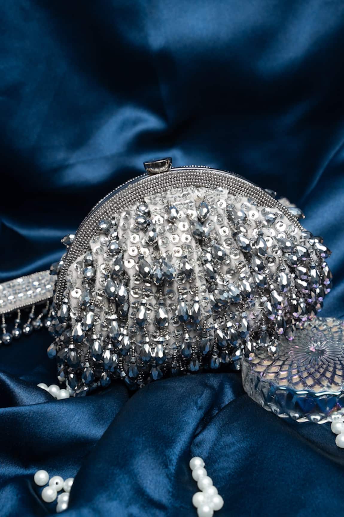 Nayaab By Sonia Dangling Bead Embroidered Clutch 