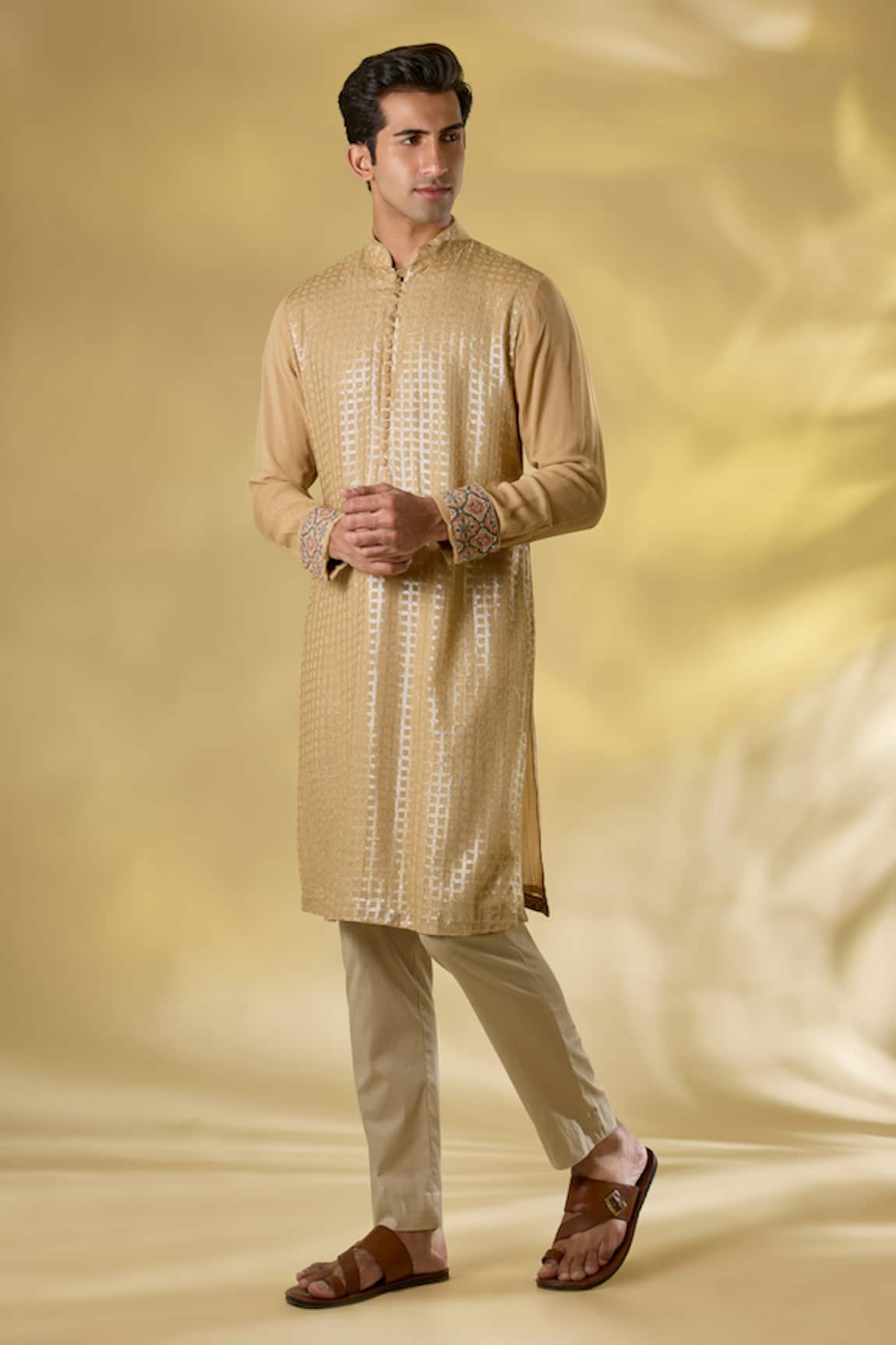 Rabani & Rakha Gold Sequin Kurta Set 