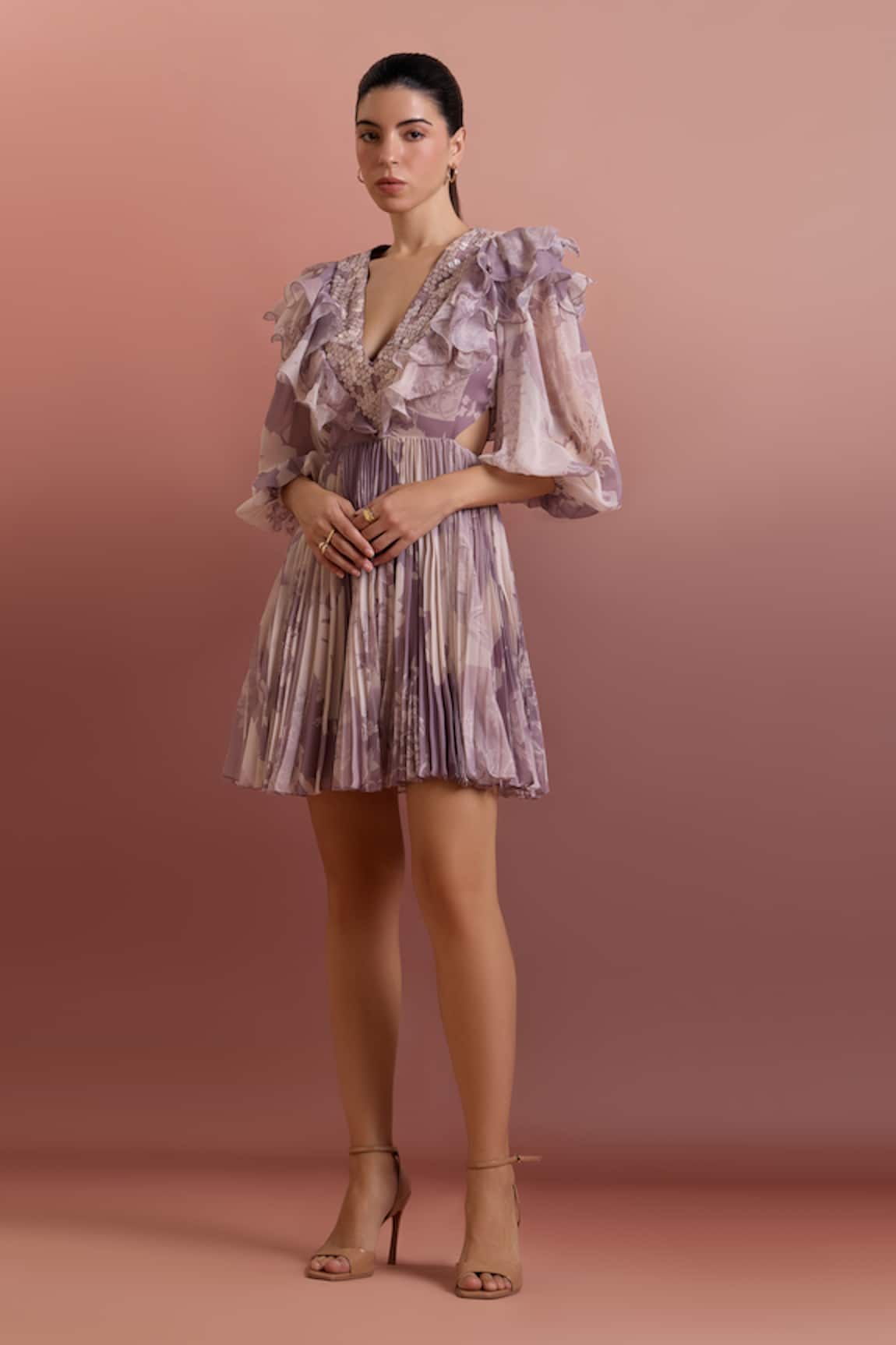 Pankaj & Nidhi Embellished Cut-out Mini Dress