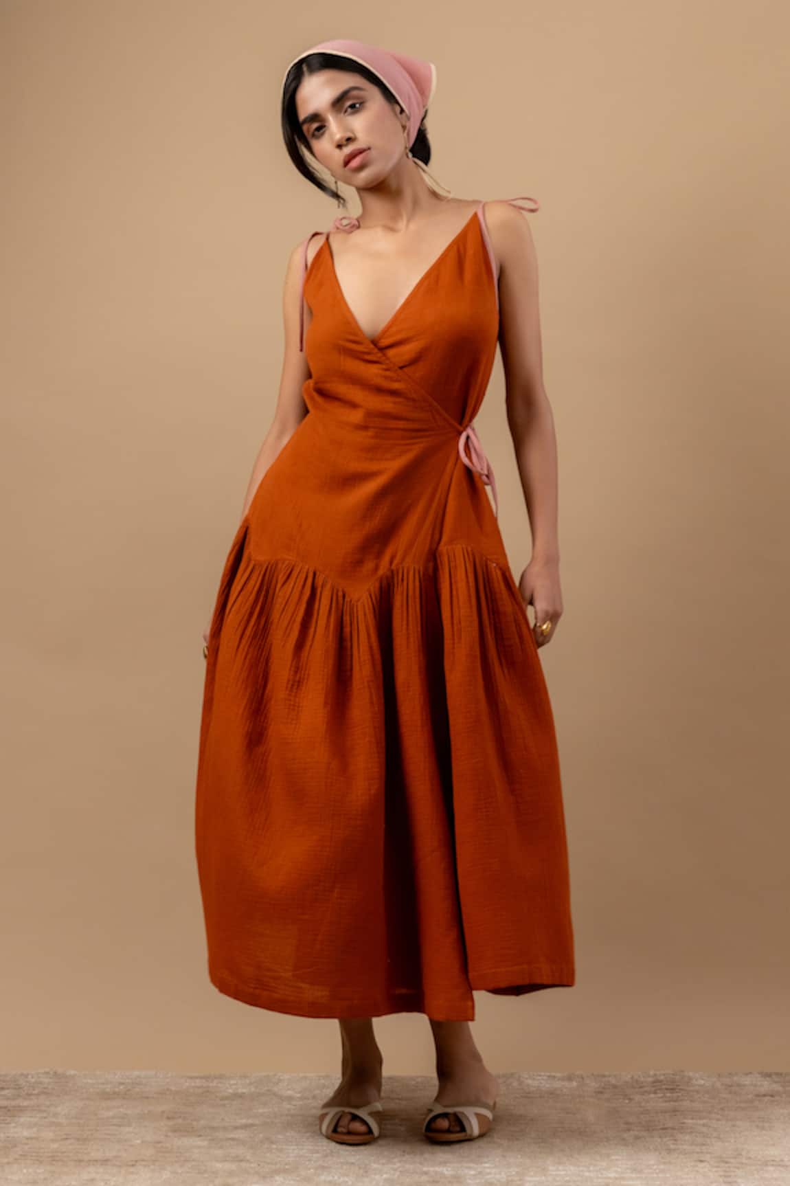 Doodlage Rust Orange Organic Cotton Dress 