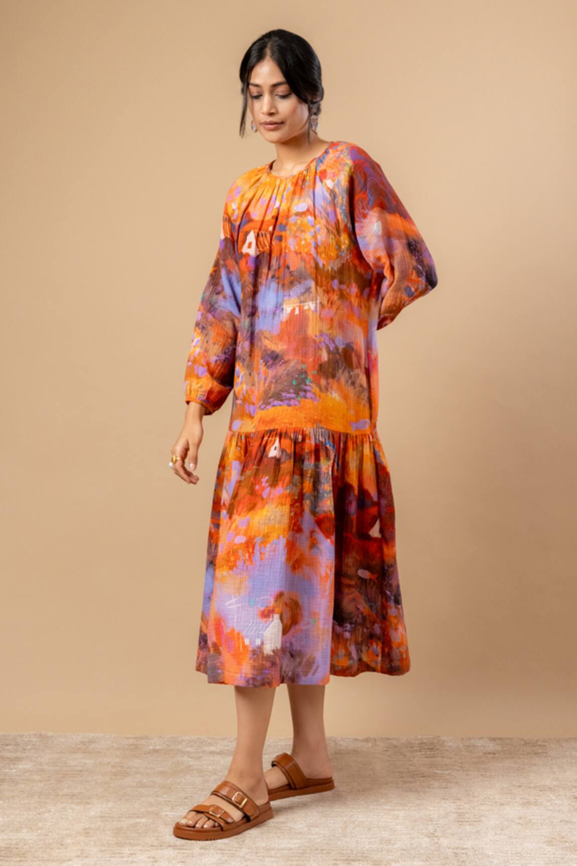 Doodlage Rust Orange Organic Cotton Dress 