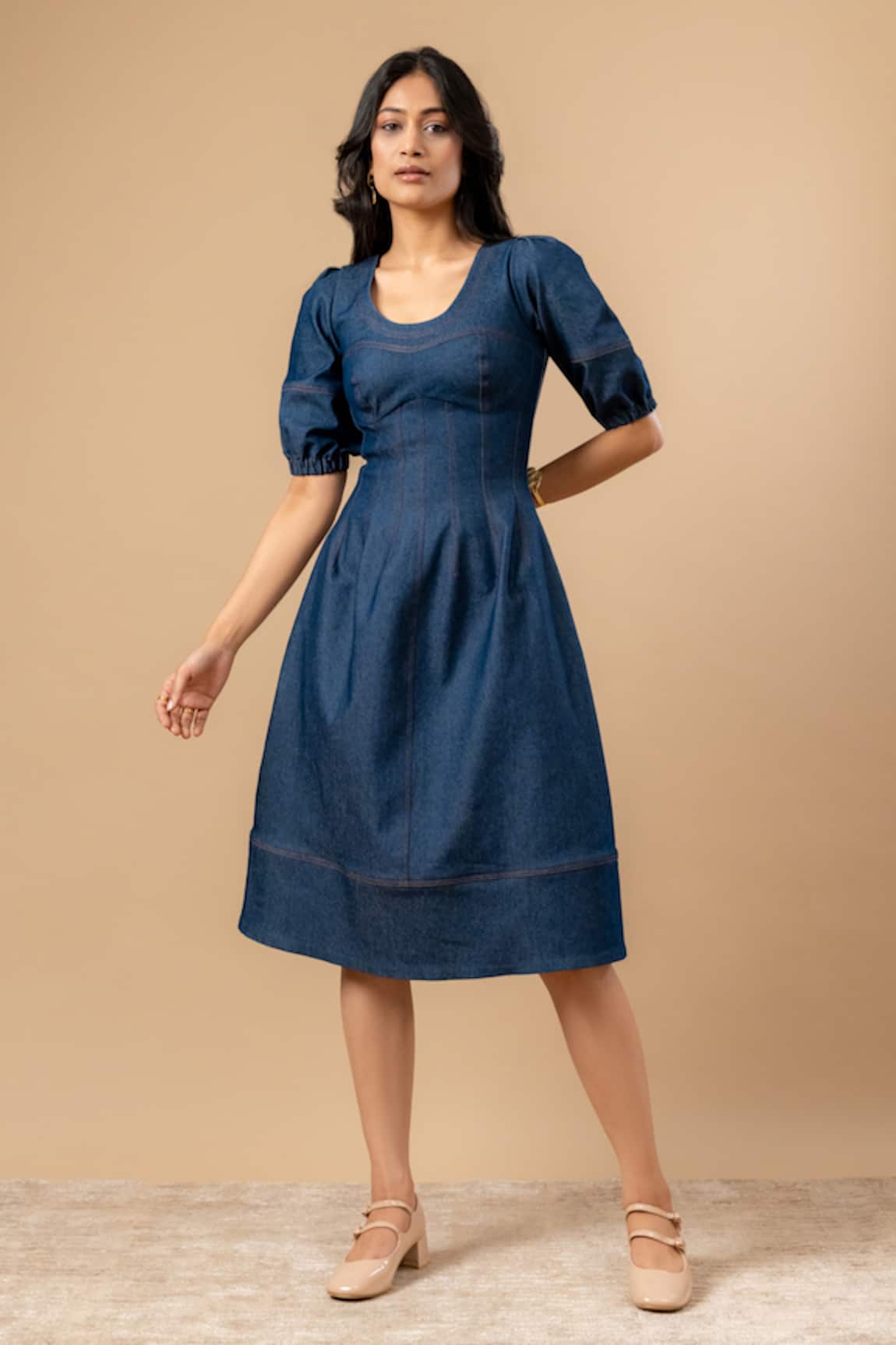 Doodlage Blue Upcycled Denim Dress 