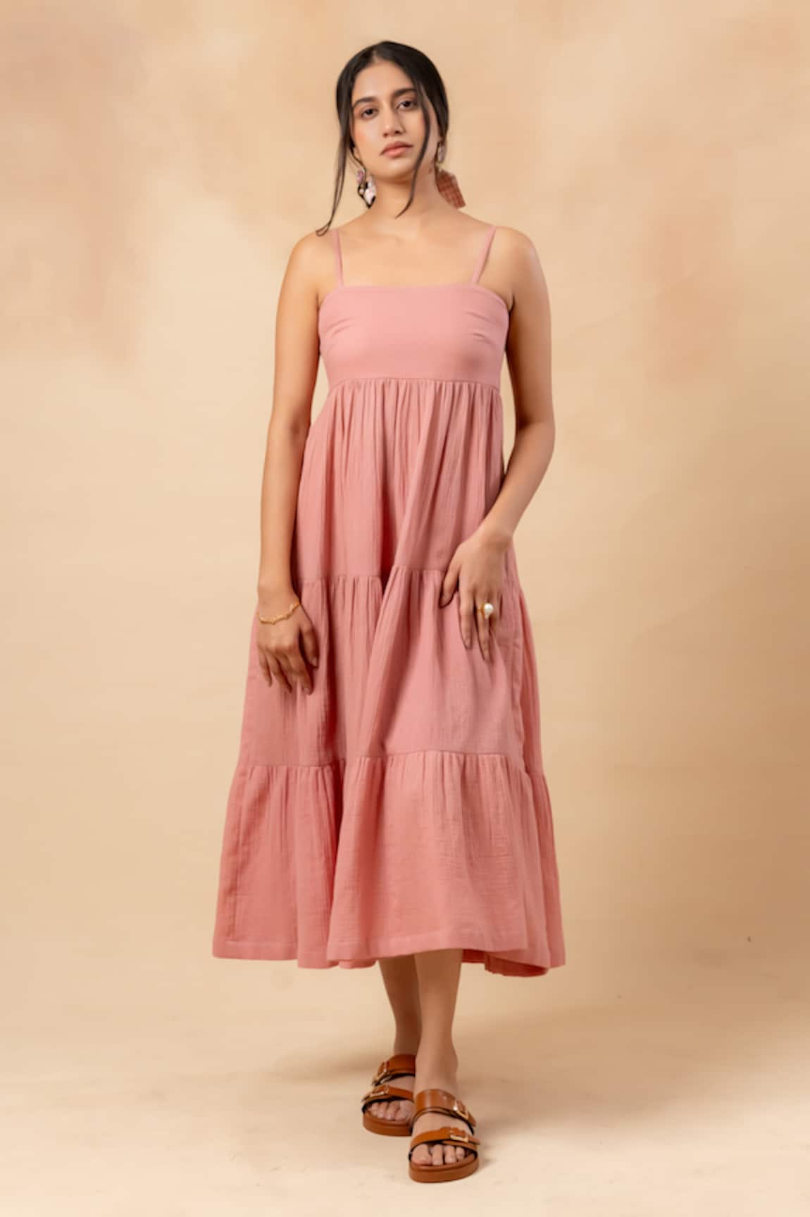 Doodlage Pink Organic Cotton Tiered Dress 