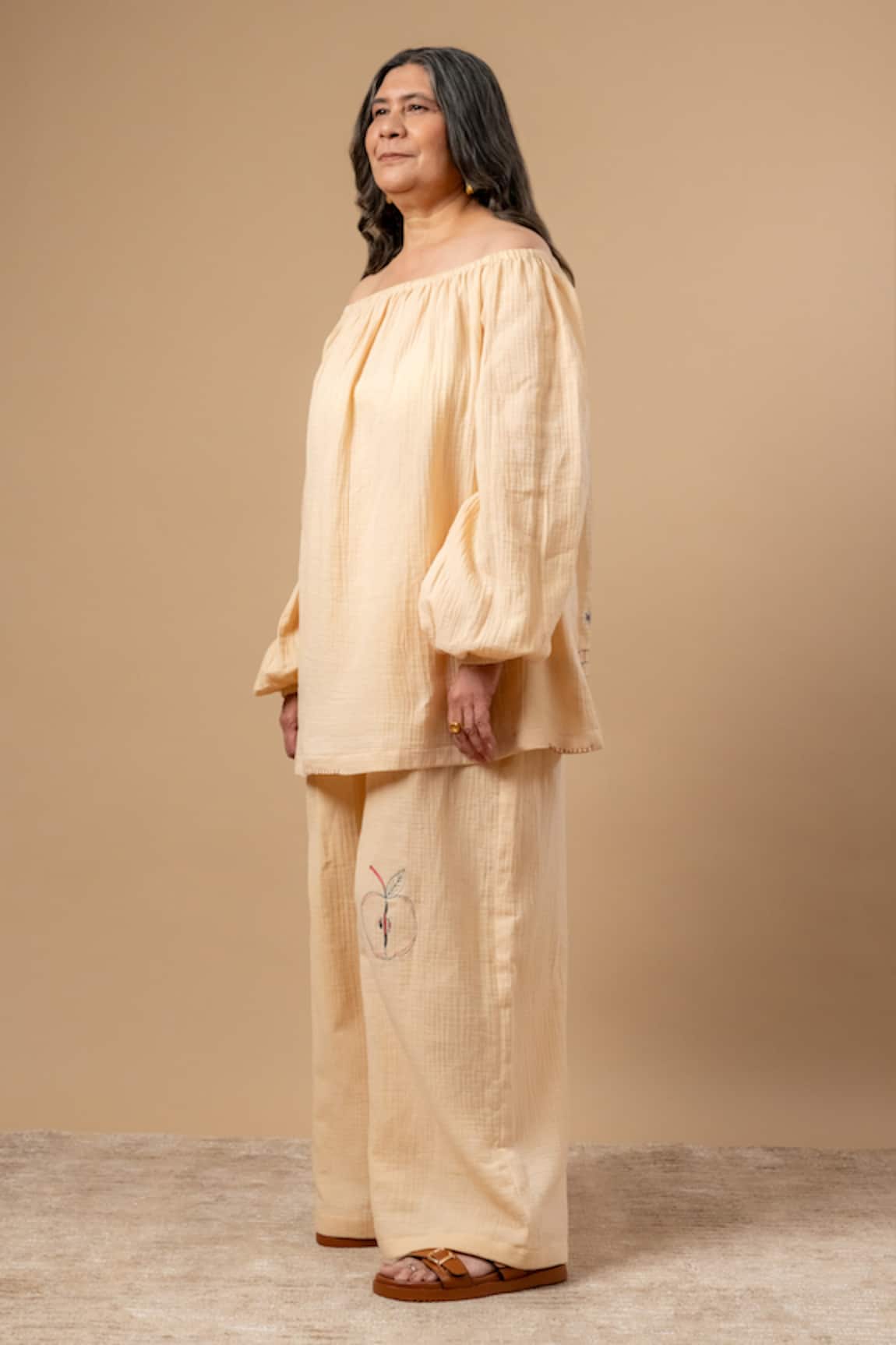 Doodlage Beige Organic Cotton Top & Pant Set 