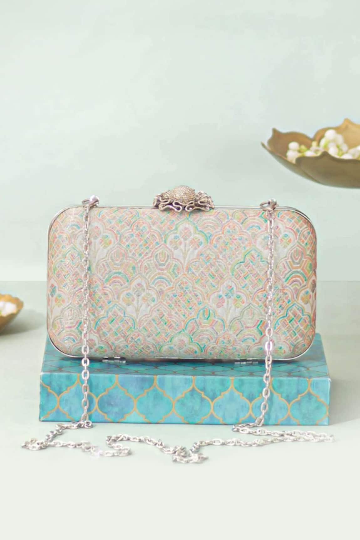 Amyra Chakori Pure Banarasi Silk Box Clutch 