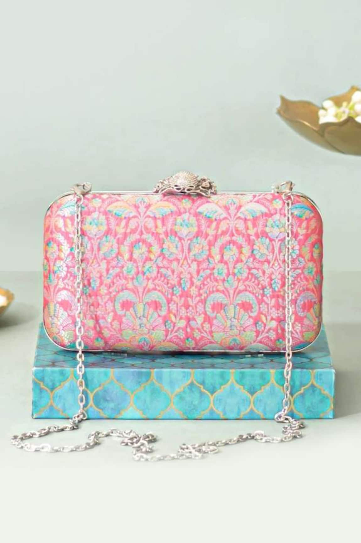 Amyra Ridhi Pure Banarasi Silk Box Clutch 