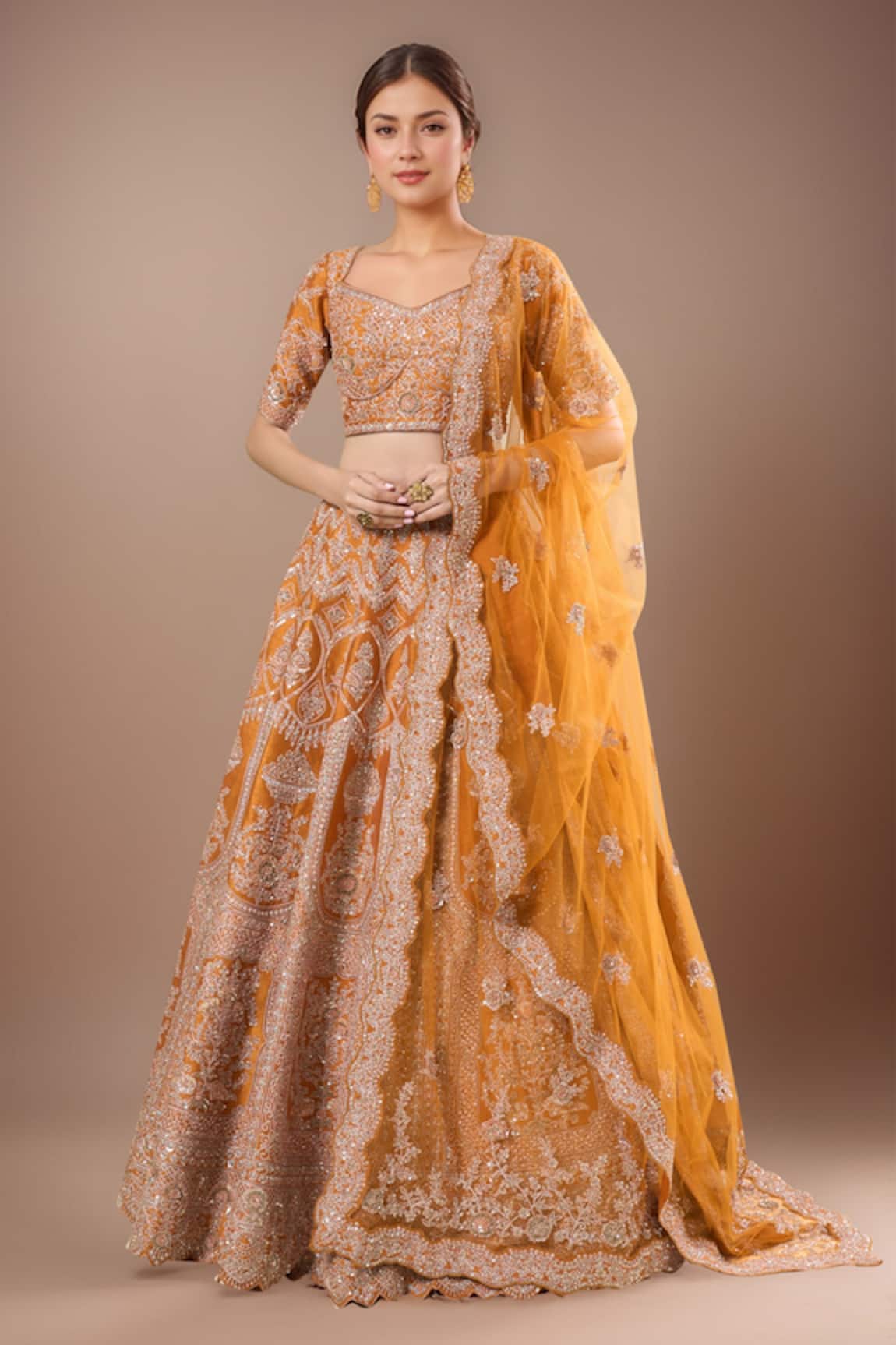 Kalighata Rust Shadi Saga Lehenga Set 