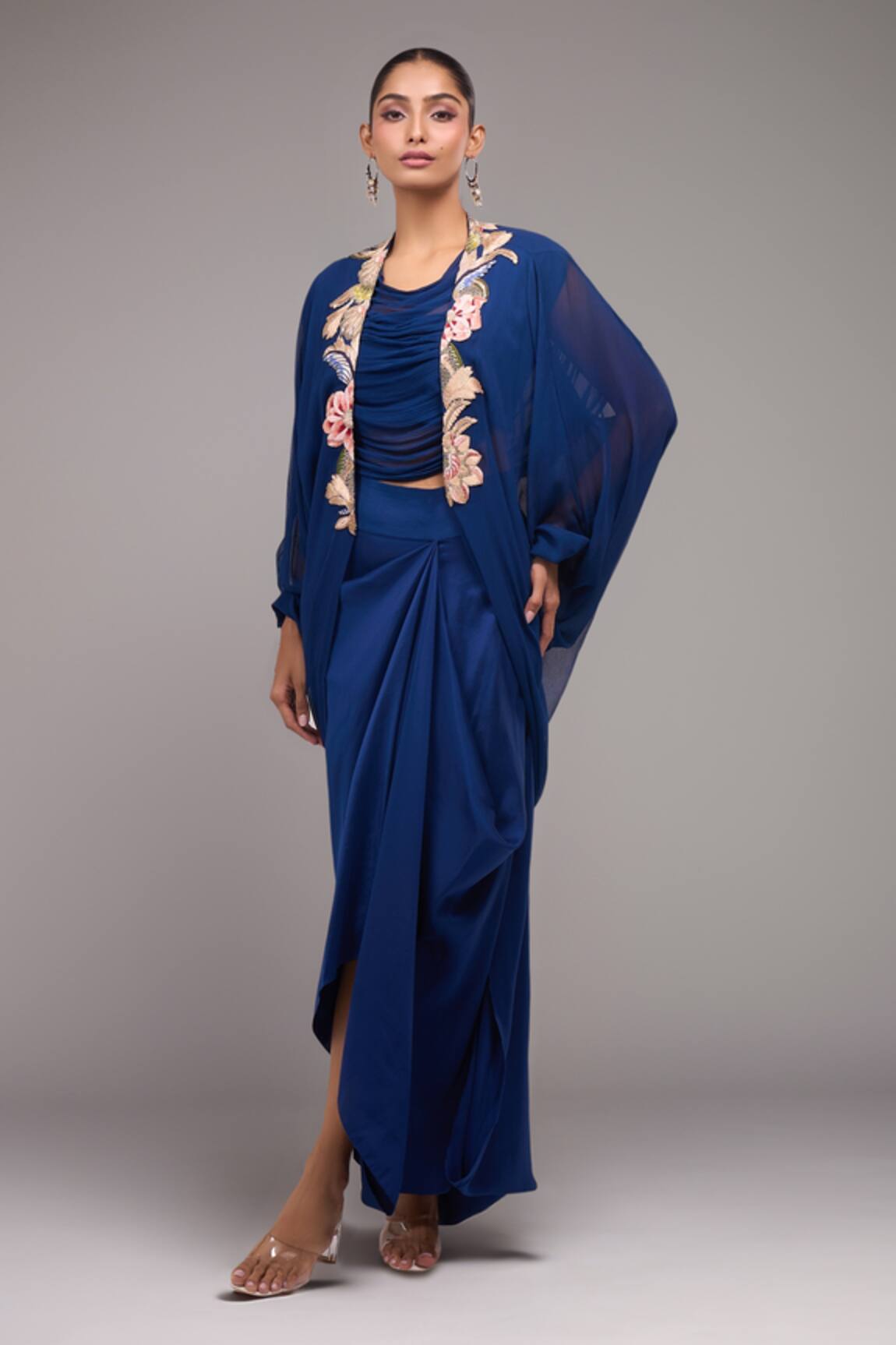 Anamika Khanna Indigo Embroidered Skirt Set