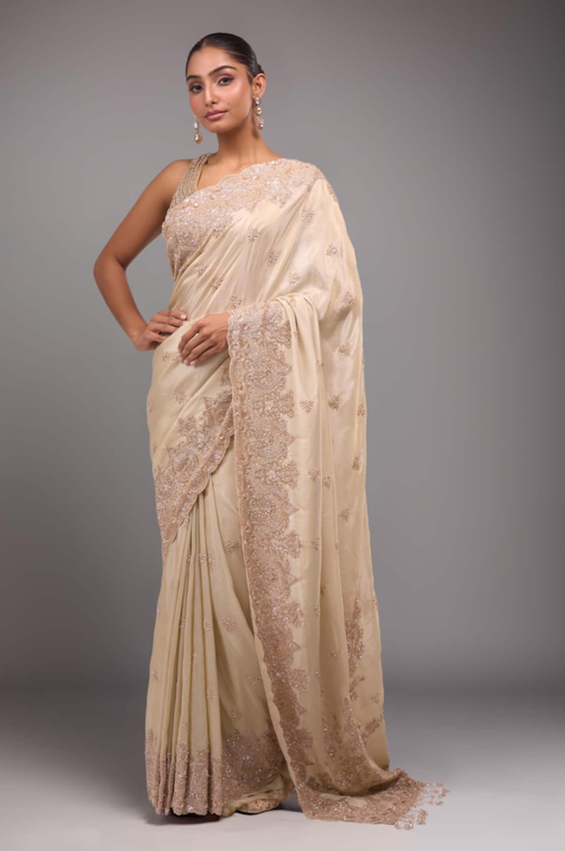 Azeera Ivory Embroidered Saree 