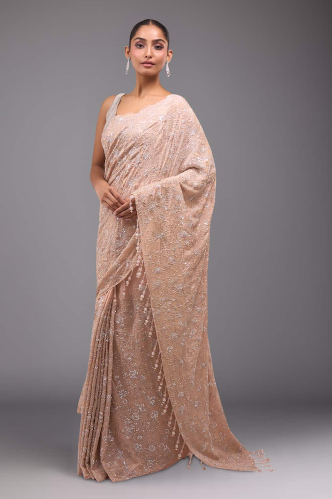 Azeera Embellished Pink Saree 