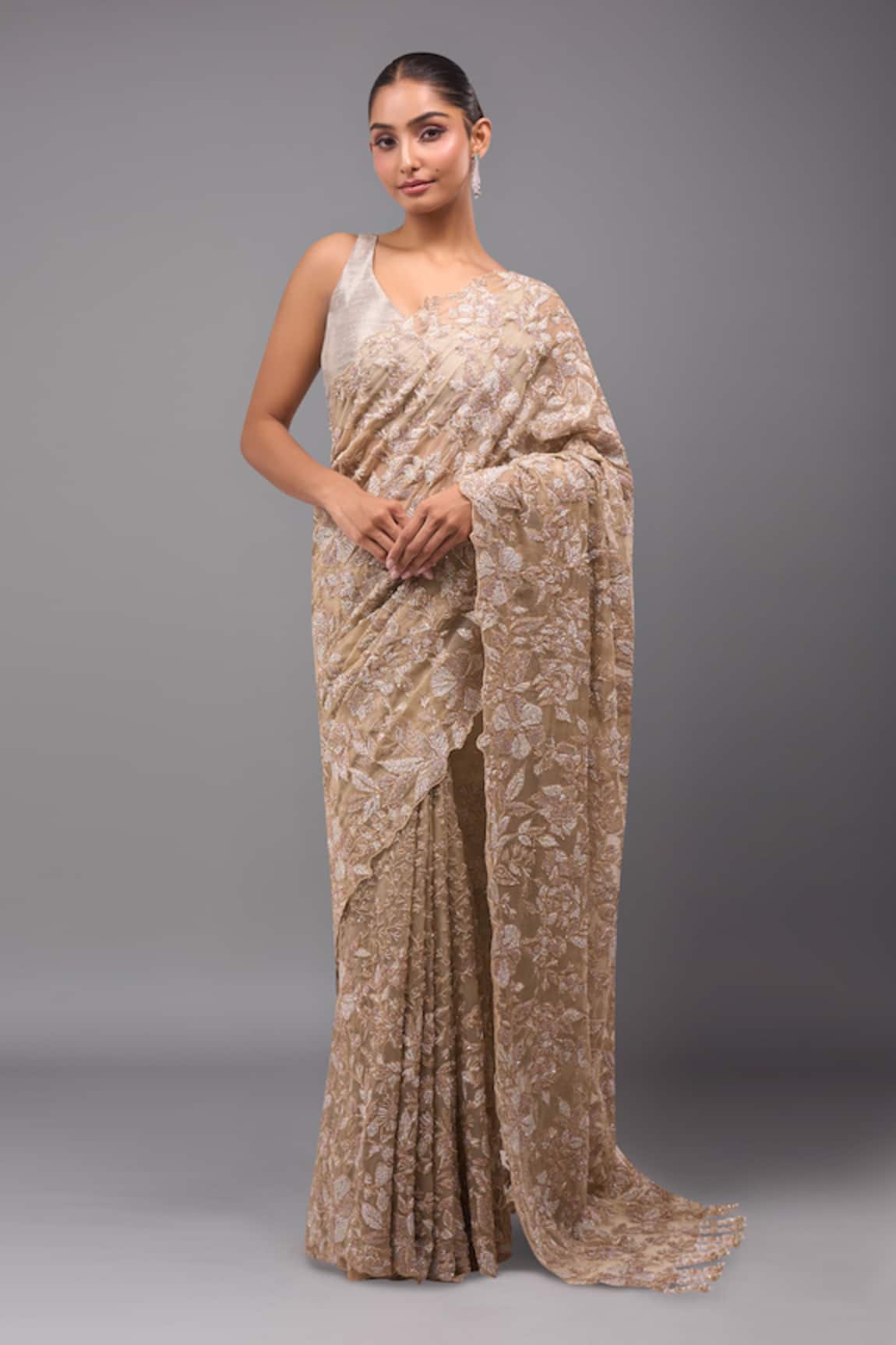 Azeera Gold Embroidered Saree