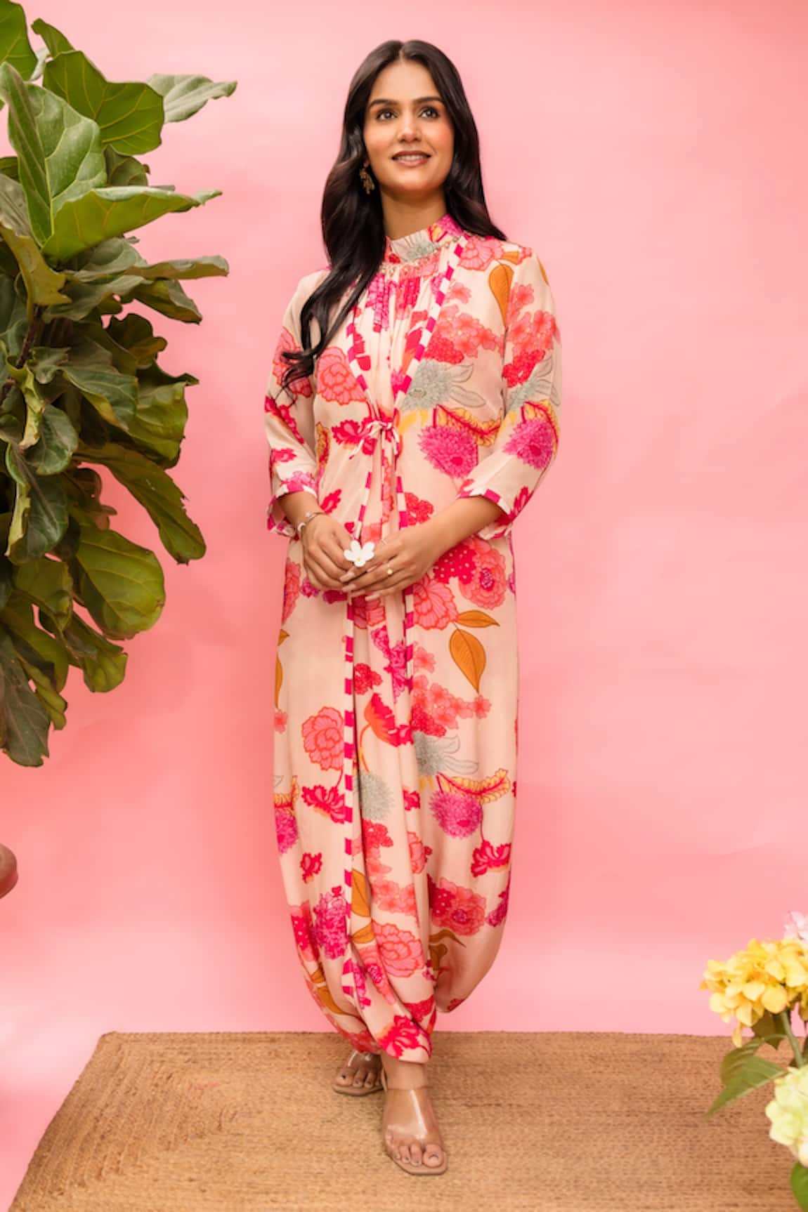 Meher By Islie Printed Pink Designer Jumpsuit 