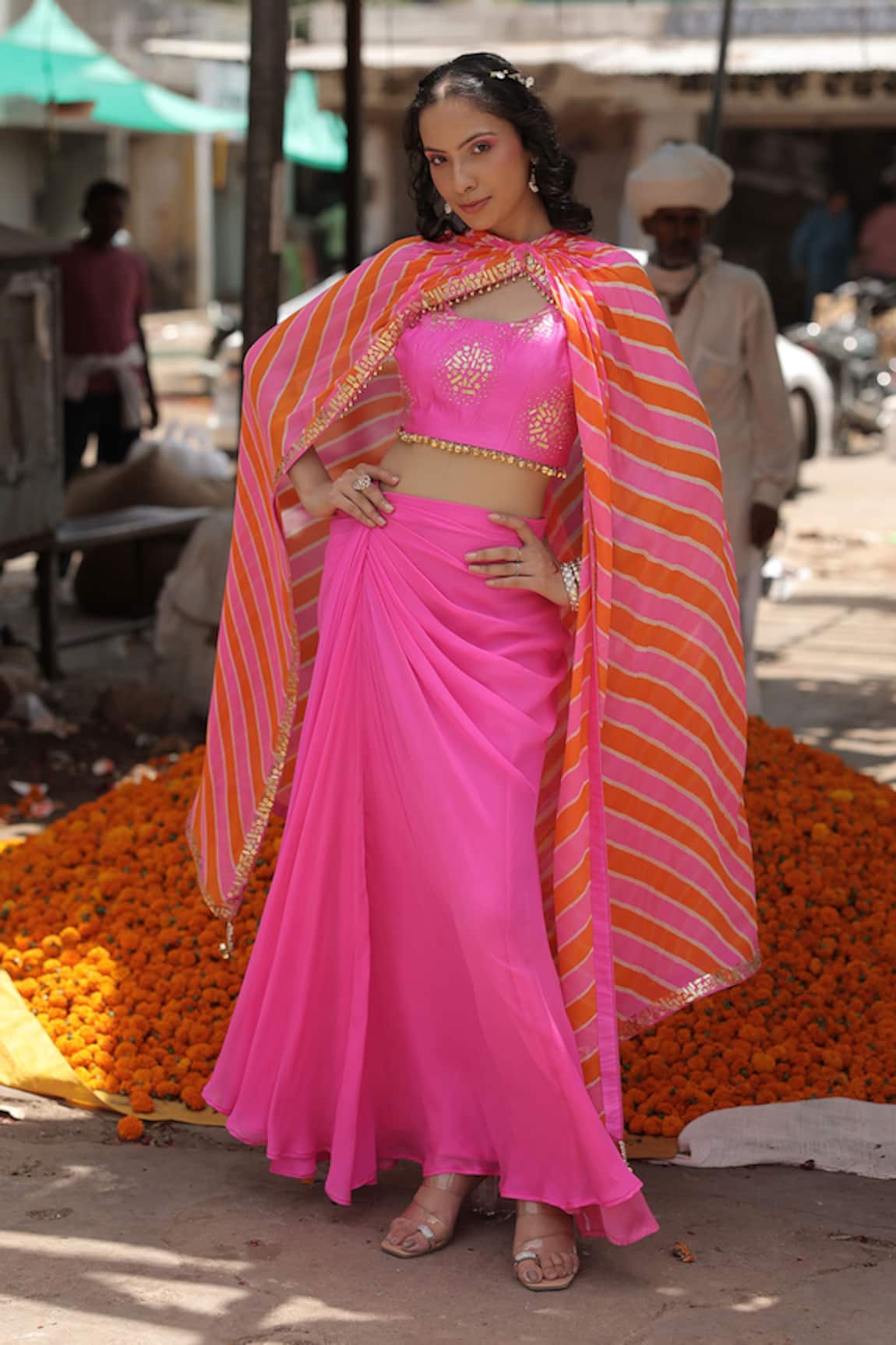 Meher By Islie Hot Pink Hand Embroidered Designer Set 