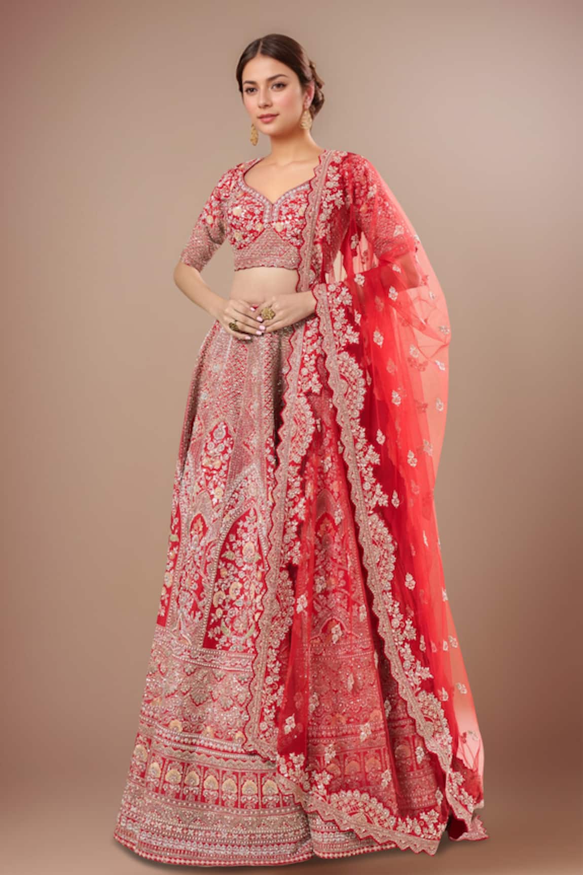 Kalighata Red Padmawat Lehenga Set 