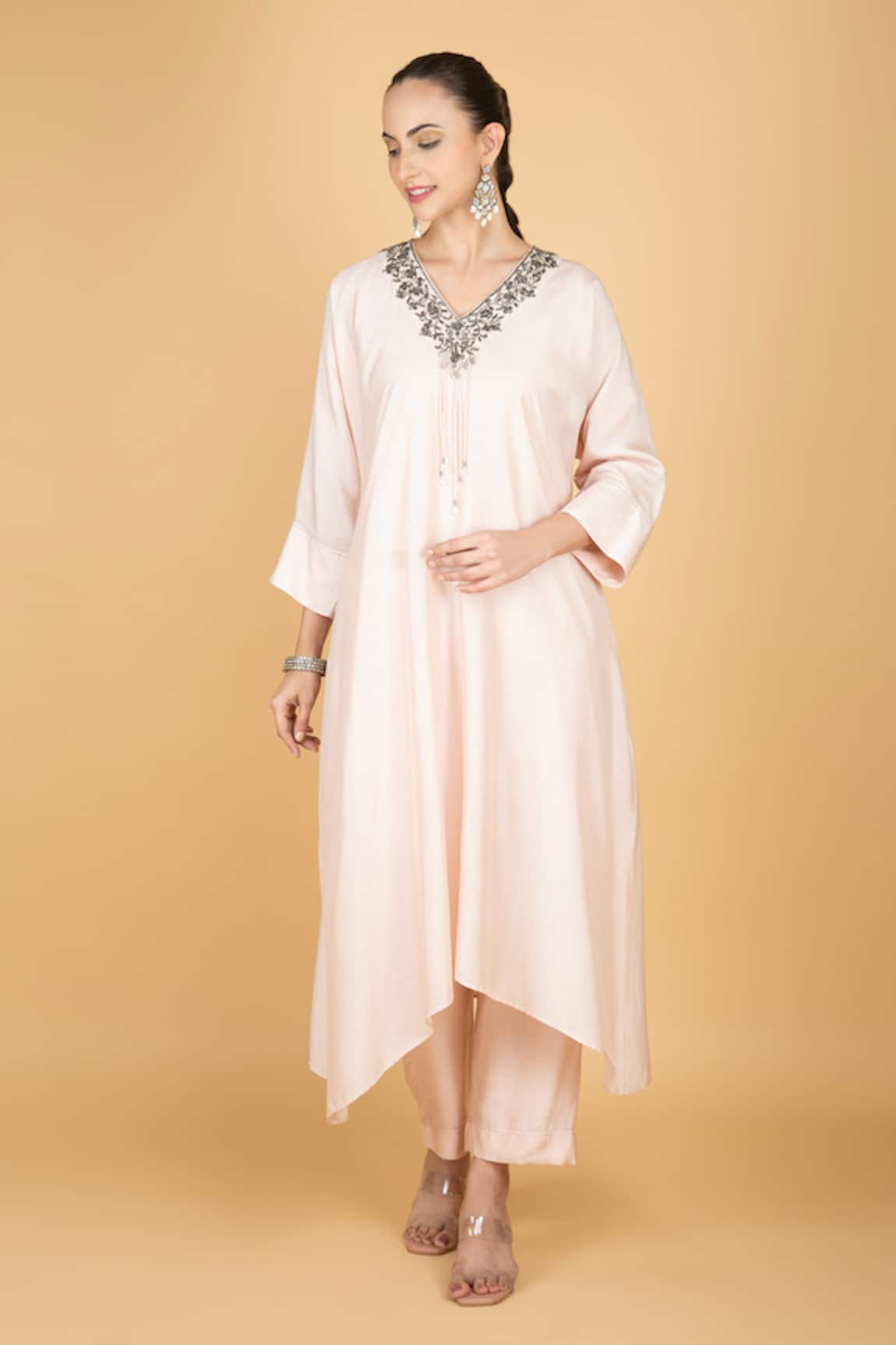 Tanu Malhotra Embellished Kaftaan & Pant Set 