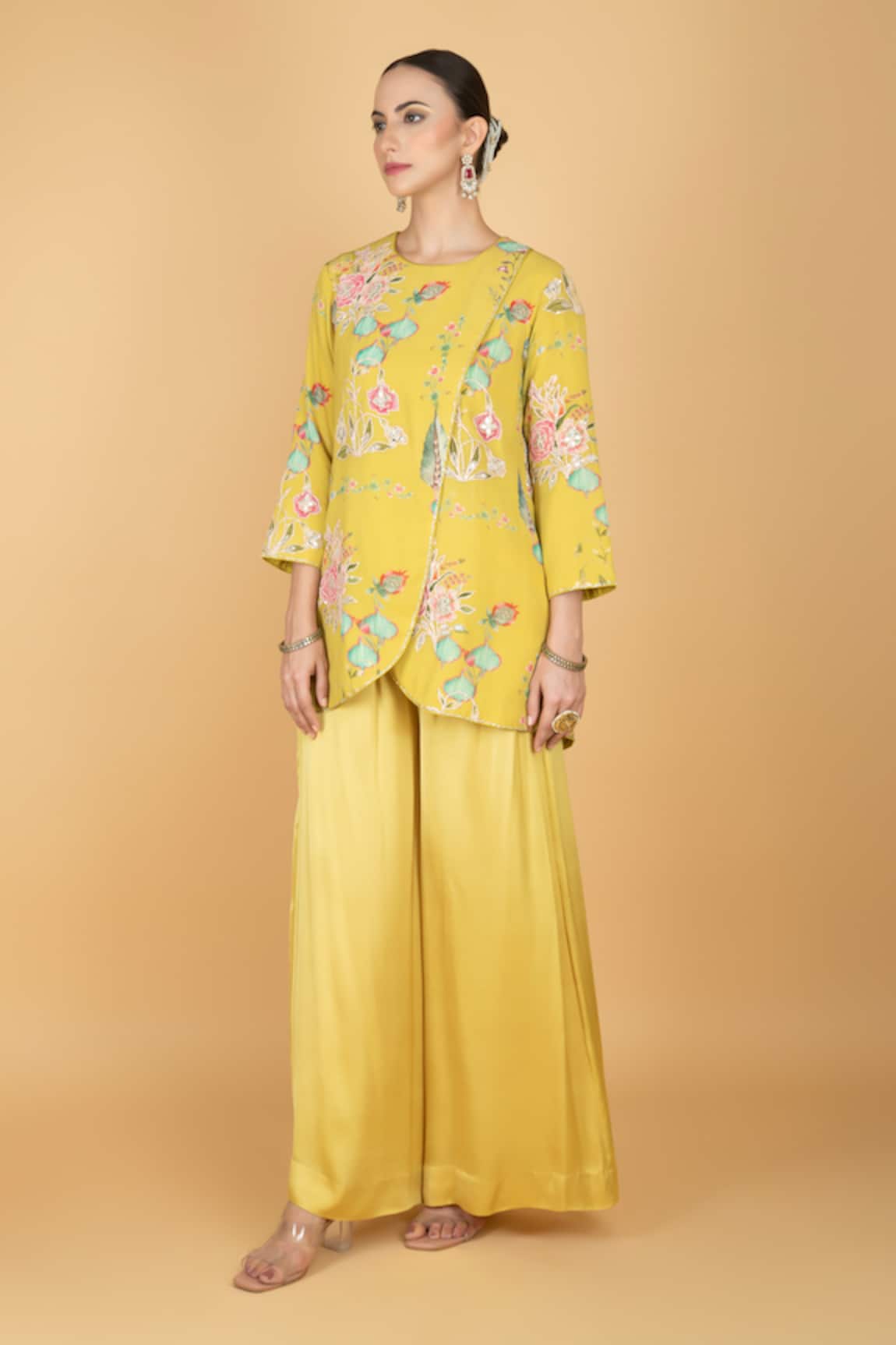 Tanu Malhotra Embroidered Overlay Top & Pant Set 