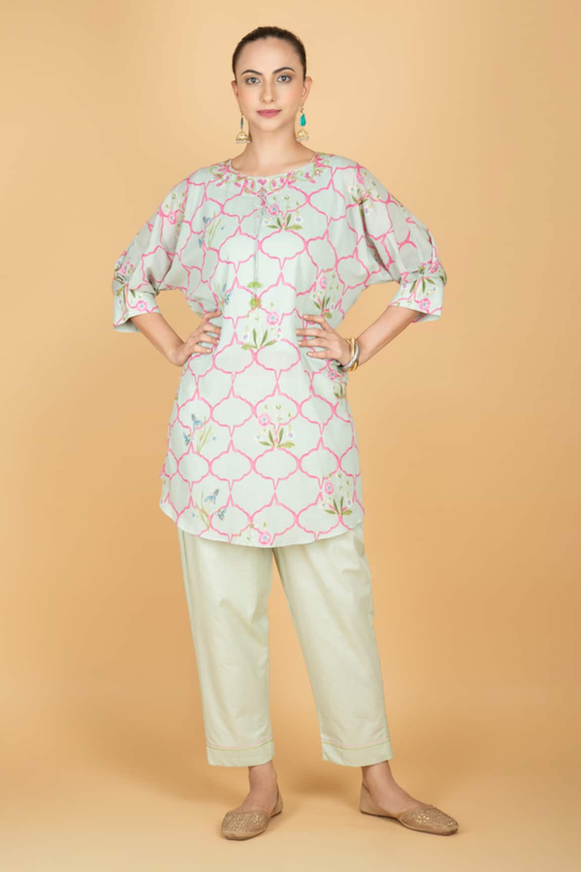 Tanu Malhotra Floral Print Short Kurta & Pant Set 
