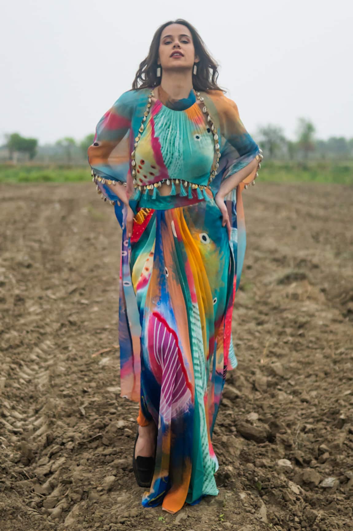 Gazab by Miku Kumar Multi Color Cape Set 