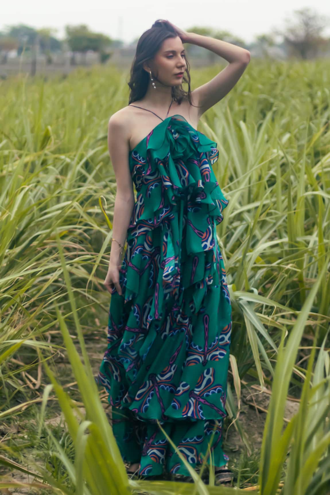 Gazab by Miku Kumar Ruffled Maxi Dress 