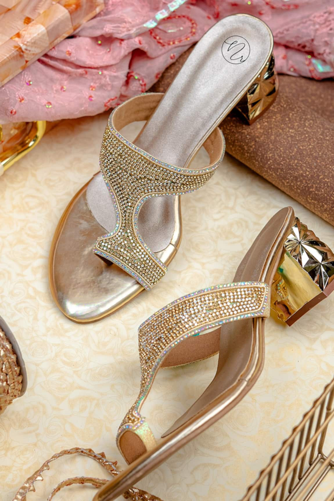 NR By Nidhi Rathi Embellished Block Sandals