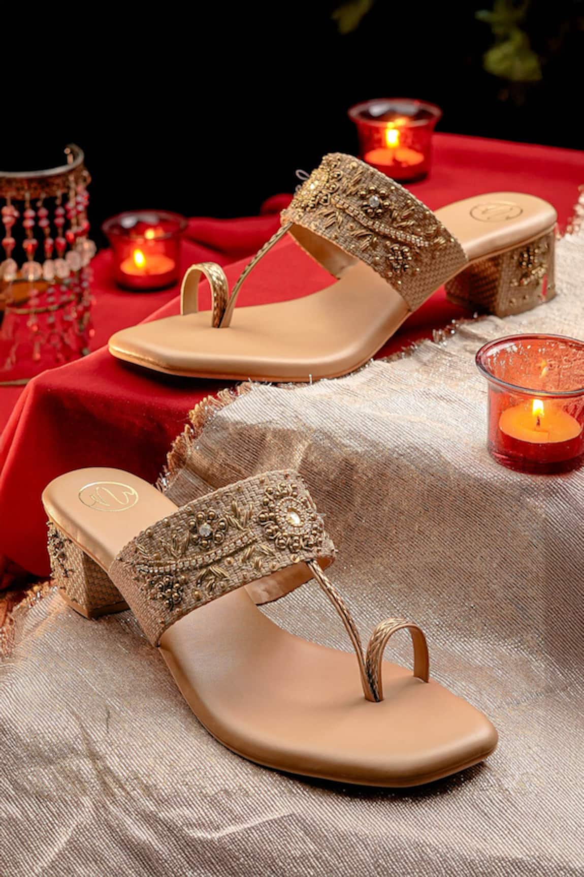 NR By Nidhi Rathi Embellished Block Sandals