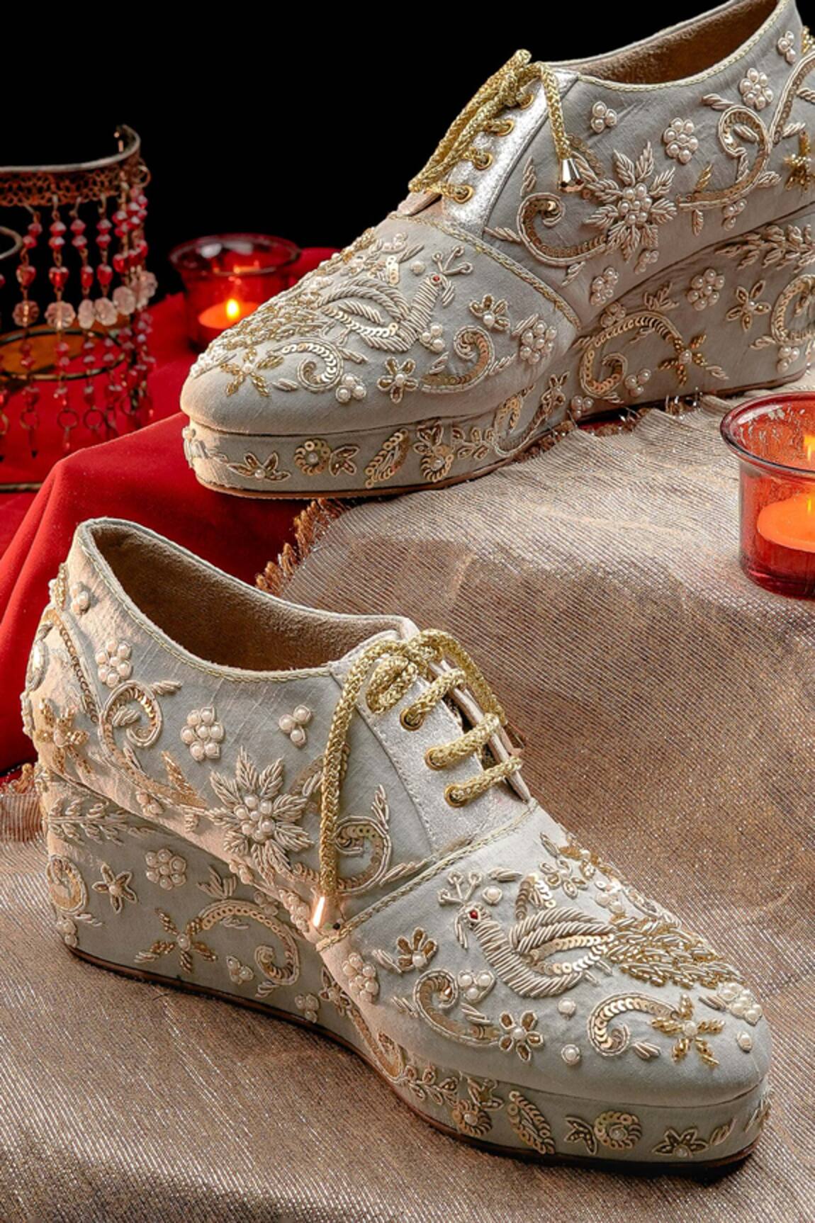 NR By Nidhi Rathi Embellished Wedge Party Sandals