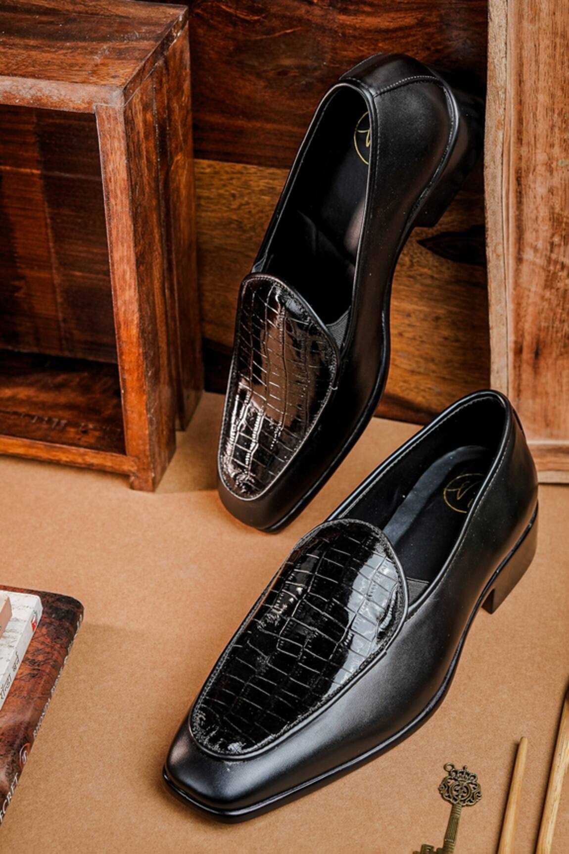 NR By Nidhi Rathi Glossy Black Patent Loafers 