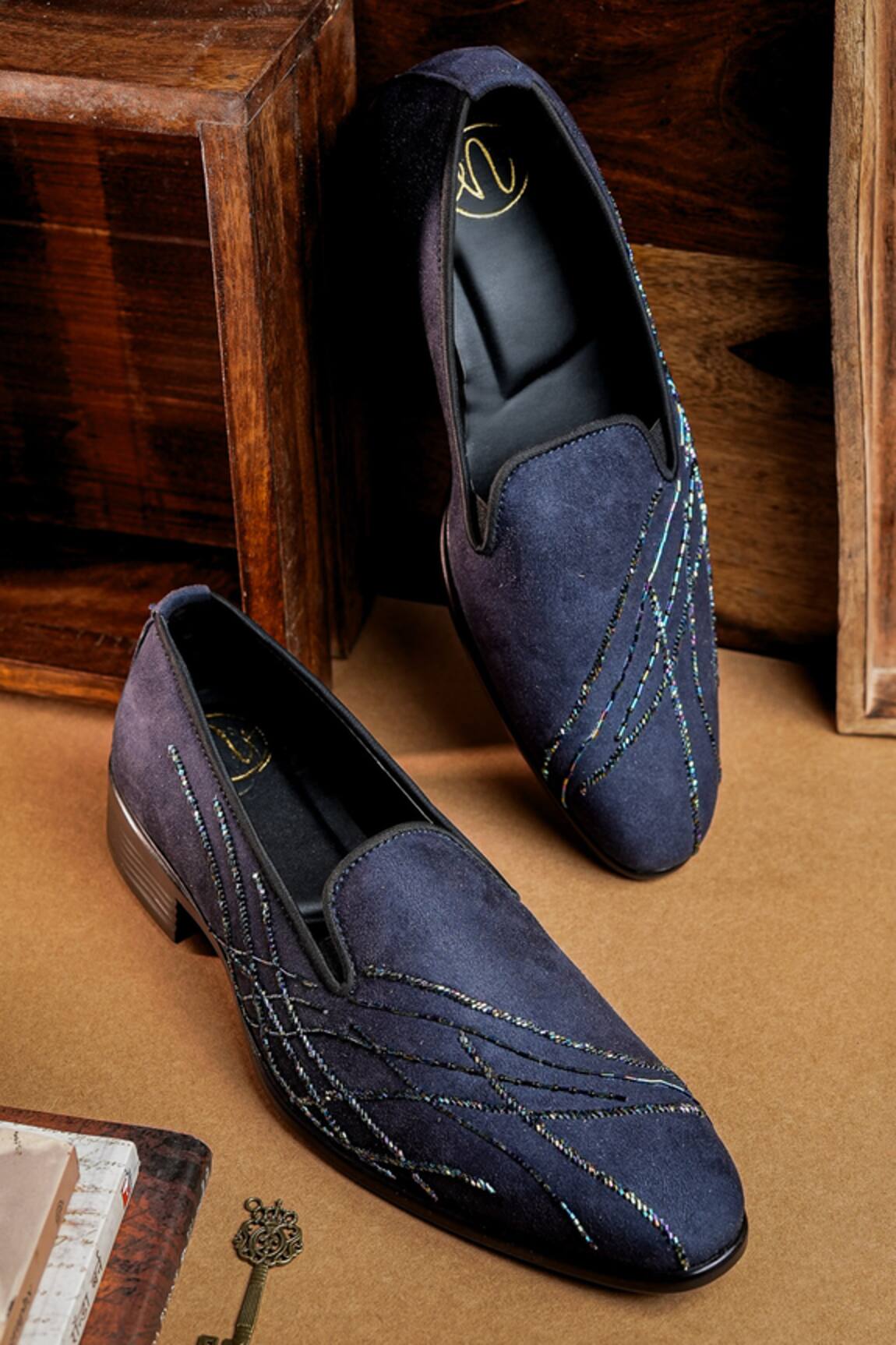 NR By Nidhi Rathi Textured Suede Slip-On Derbys 