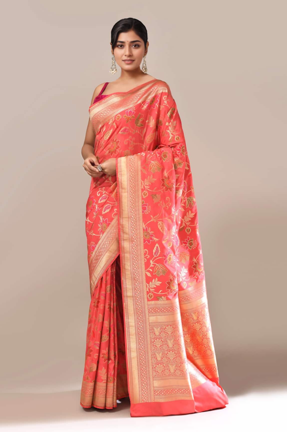Samyukta Singhania Flower Weave Banarasi Silk Saree With Running Blouse 