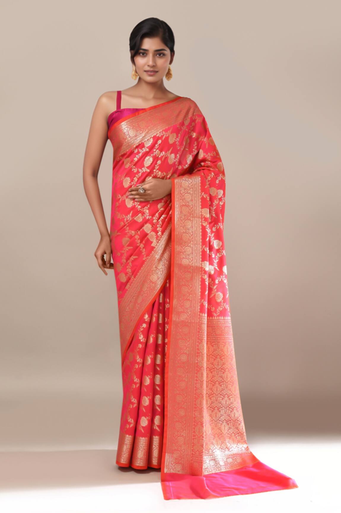 Naintara Bajaj Flower Banarasi Silk Saree With Running Blouse