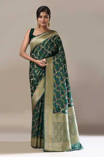 Samyukta Singhania Flower Weave Banarasi Silk Saree With Running Blouse 