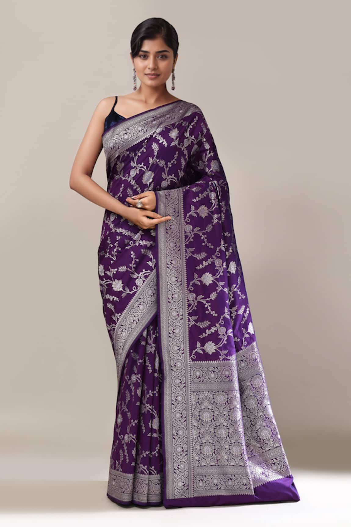 Samyukta Singhania Flower Weave Banarasi Silk Saree With Running Blouse 