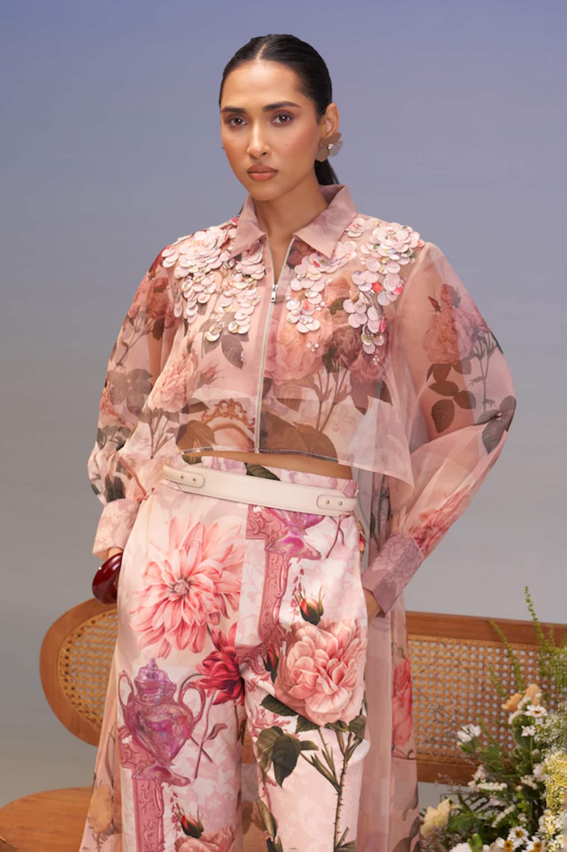 Pankaj & Nidhi Vintage Pink High-low Shirt 