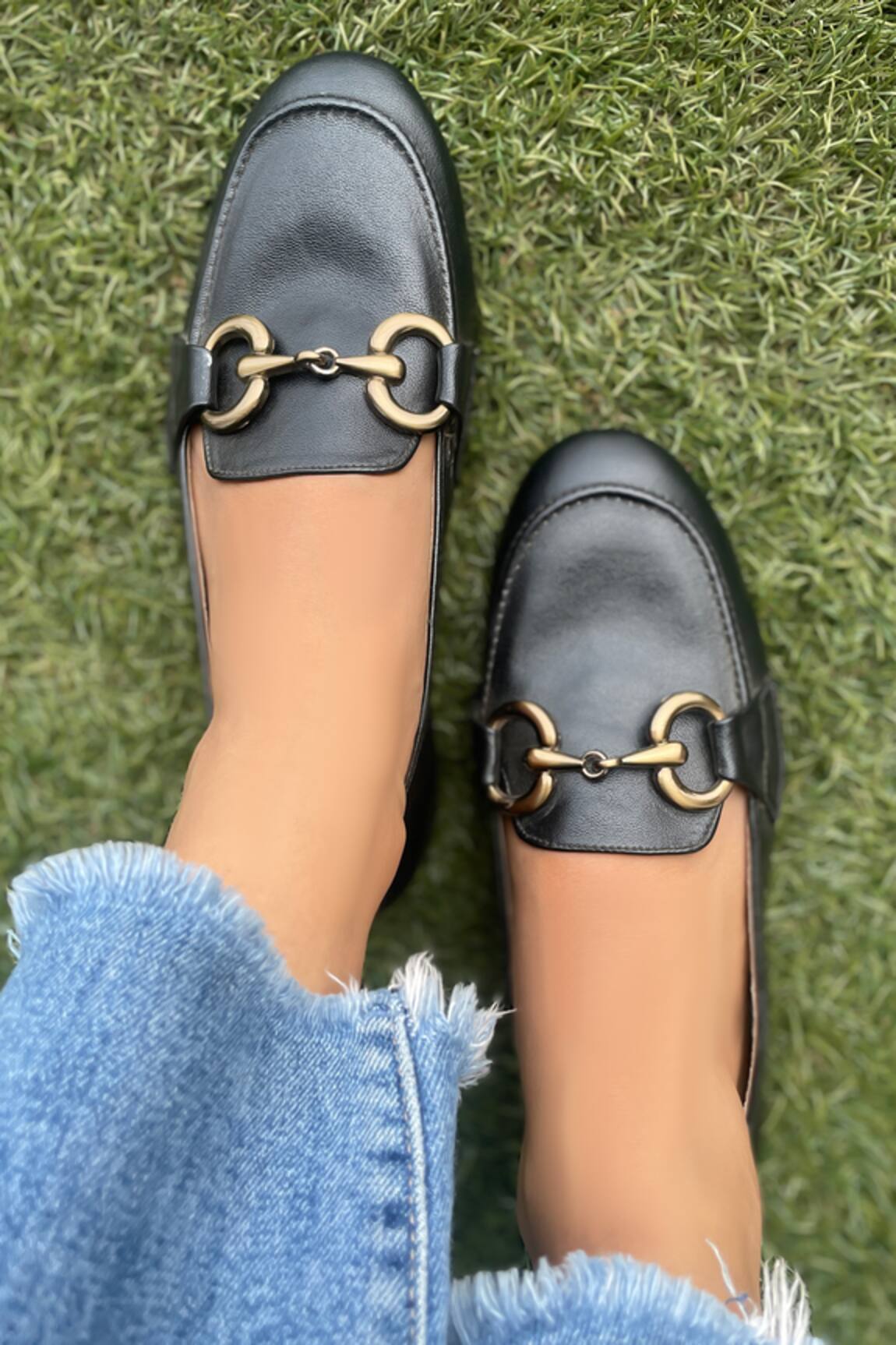 Modanta Footwear Designer Black Flat Mocassins 