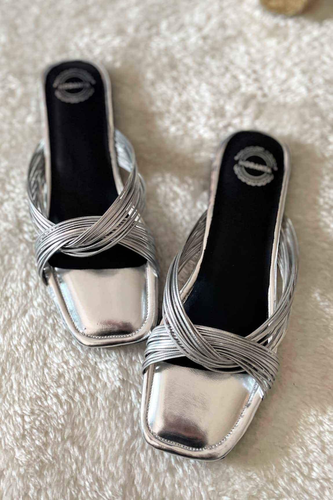 Modanta Footwear Silver Strappy Flats 
