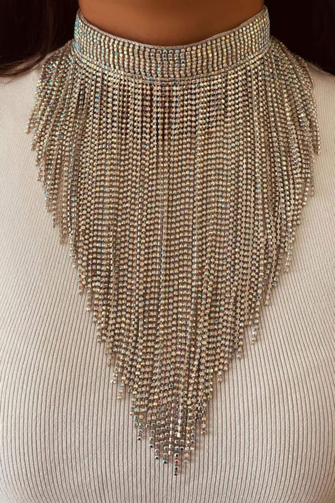 Prerto Crystal Embellished Necklace & Earring Set 