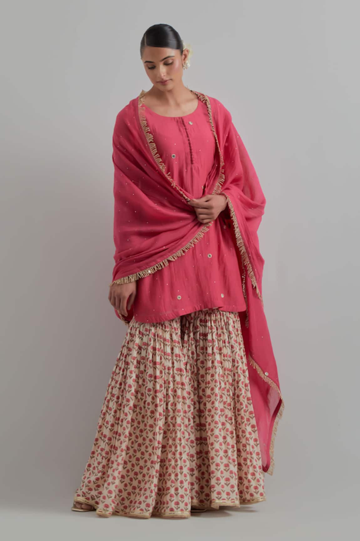 Ikshita Choudhary Chanderi Block Print Kurta Gharara Set 