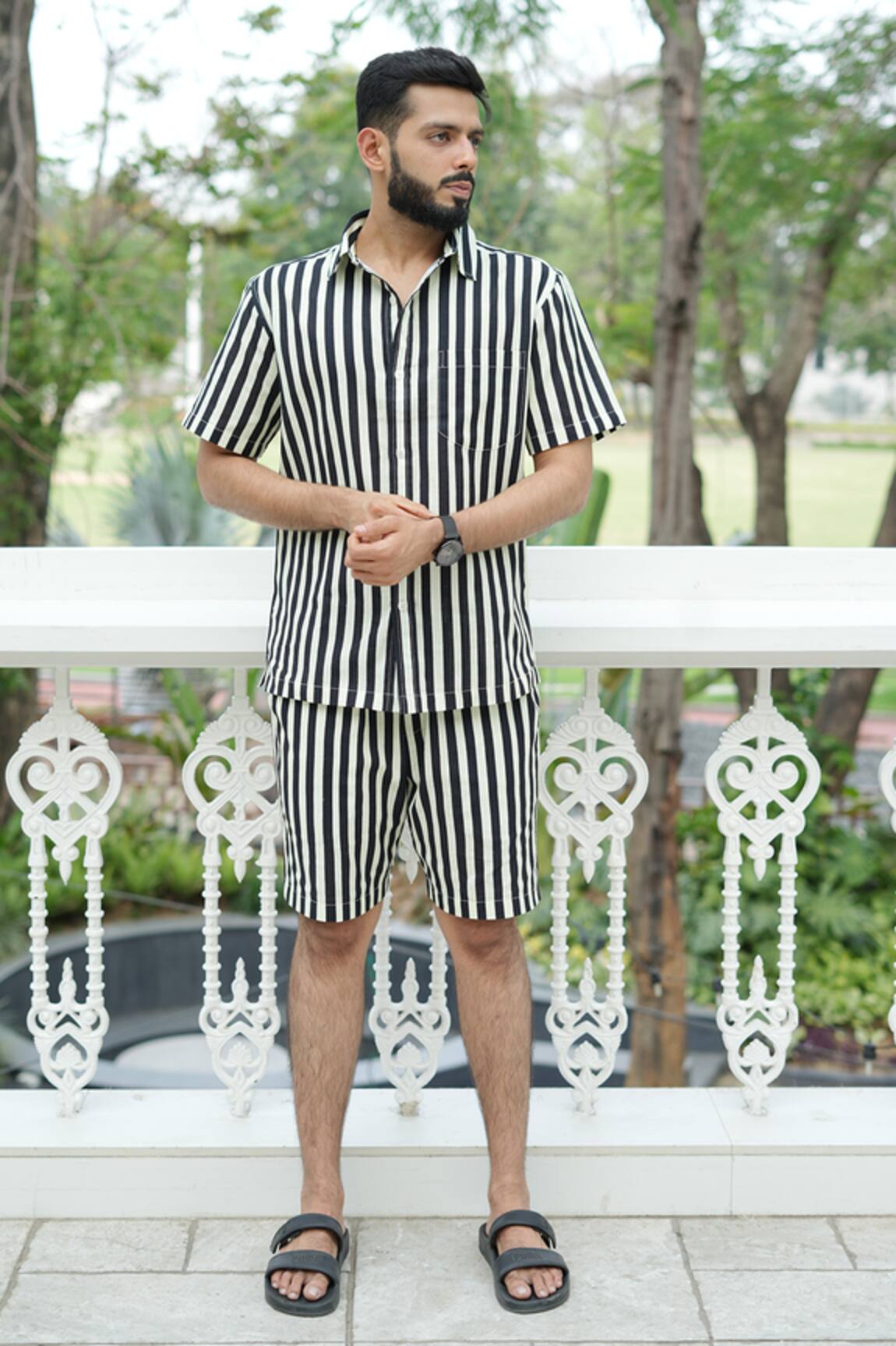 Raas Life Black Stripe Linen Cotton Coord Set 