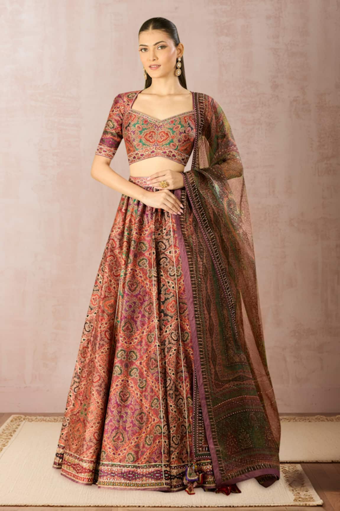 Tarun Tahiliani Multi Color Printed Classic Lehenga Set 
