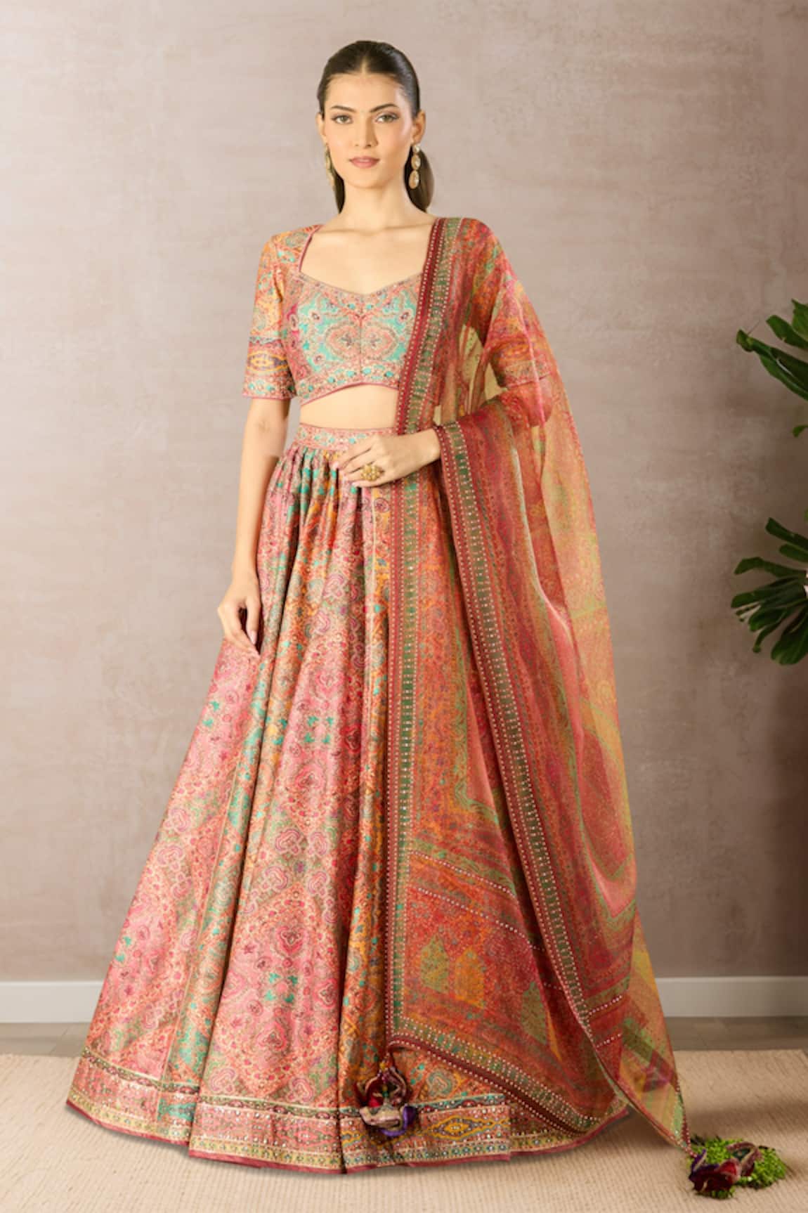 Tarun Tahiliani Multi Color Printed Classic Lehenga Set 