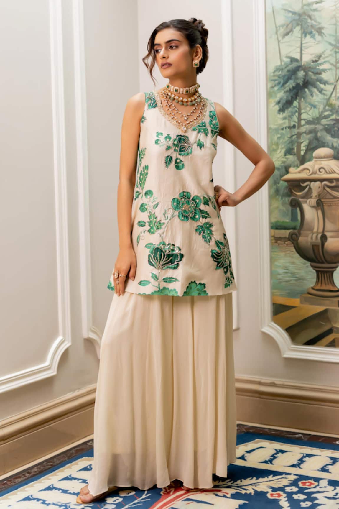 Paulmi And Harsh Floral Print Kurta & Palazzo Set 