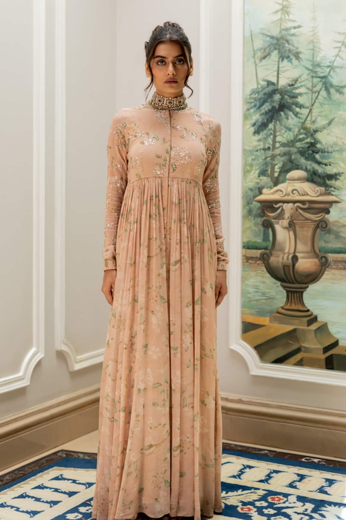 Paulmi And Harsh Old Rose Pink Georgette Anarkali 